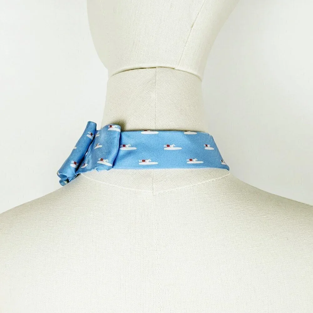 Ogsplosh - Blue Summer Neck Tie Scarf - Women's Tie - Silk Ascot Scarf - NEW